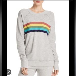 Sundry Grey Rainbow Stripe Sweatshirt